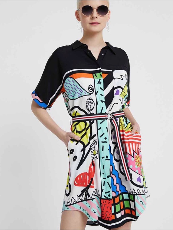 Desigual Dresses & Skirts - SOLD 🌟 DESIGUAL | Multicolor Graphic Button-Up Shirt Dress